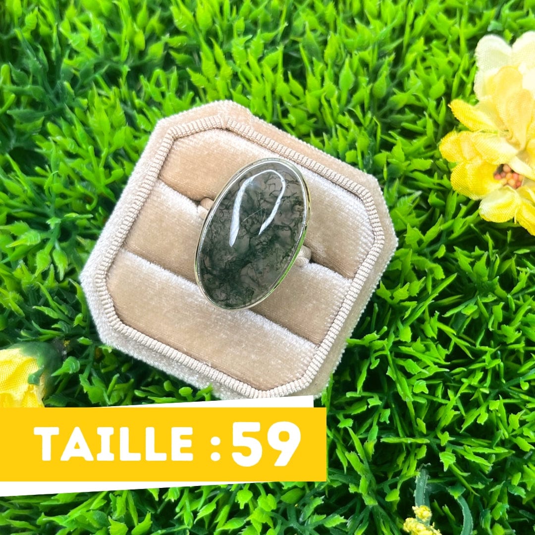 Bague Argent Agate Mousse #34