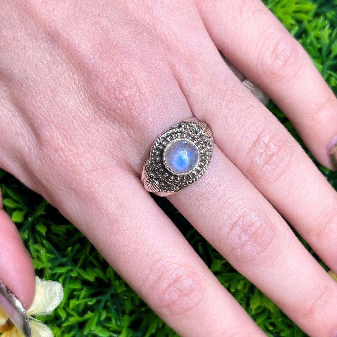 Bague Pierre de Lune Blue Fire #136