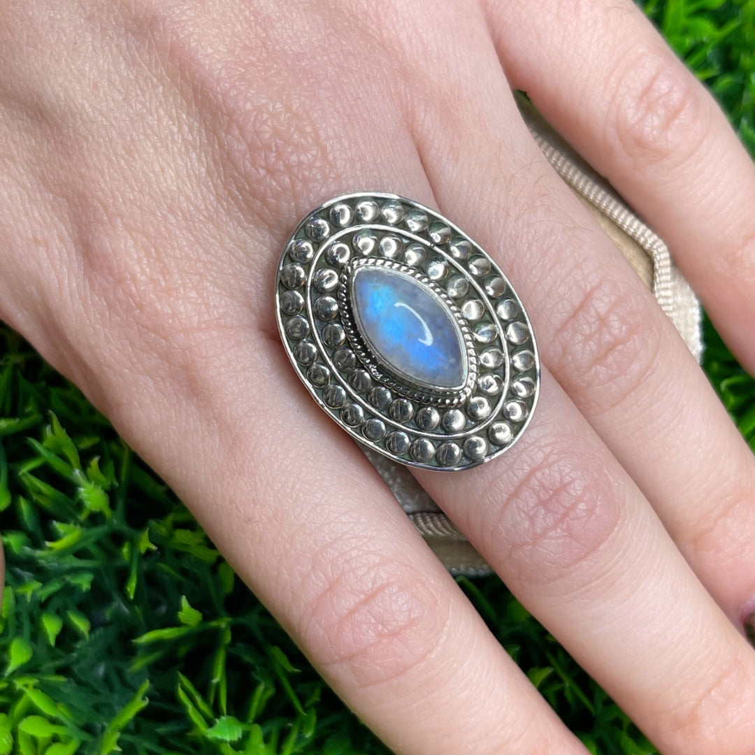 Bague Pierre de Lune Blue Fire #116