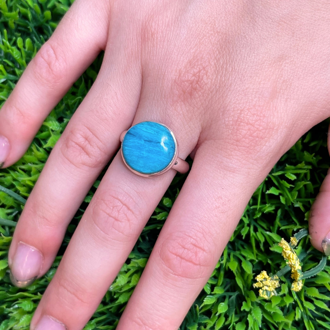 Bague Opale Bleue du Pérou #19