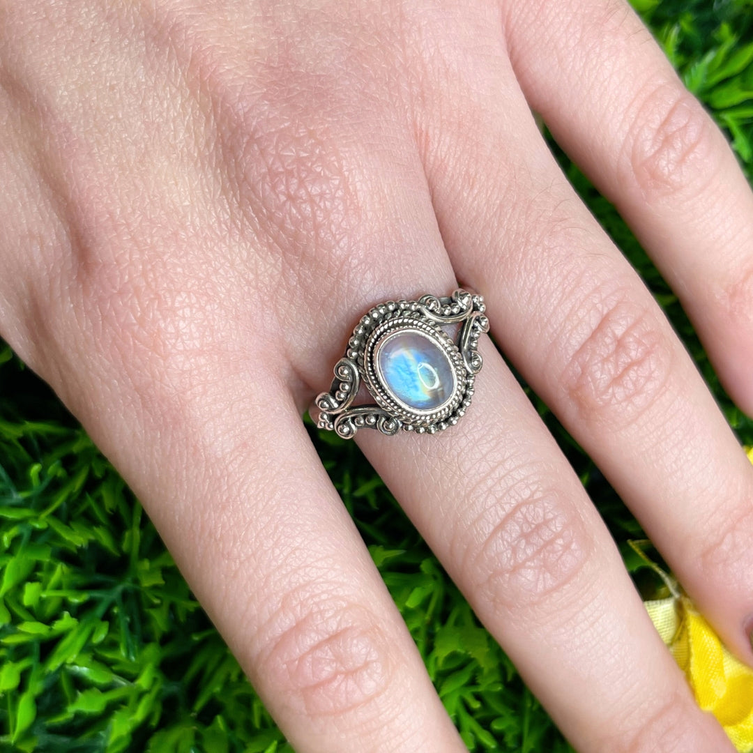 Bague Pierre de Lune Blue Fire #154