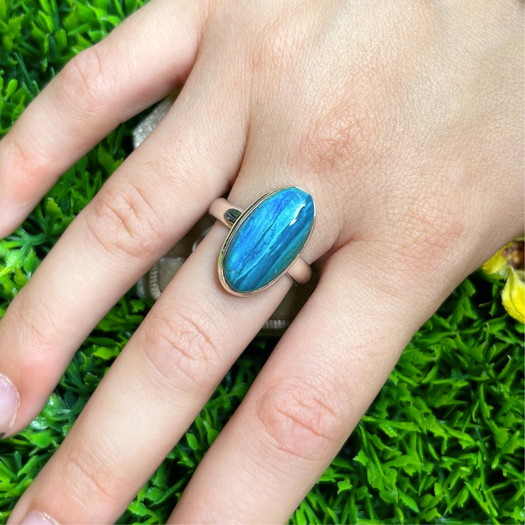 Bague Opale Bleue du Pérou #48