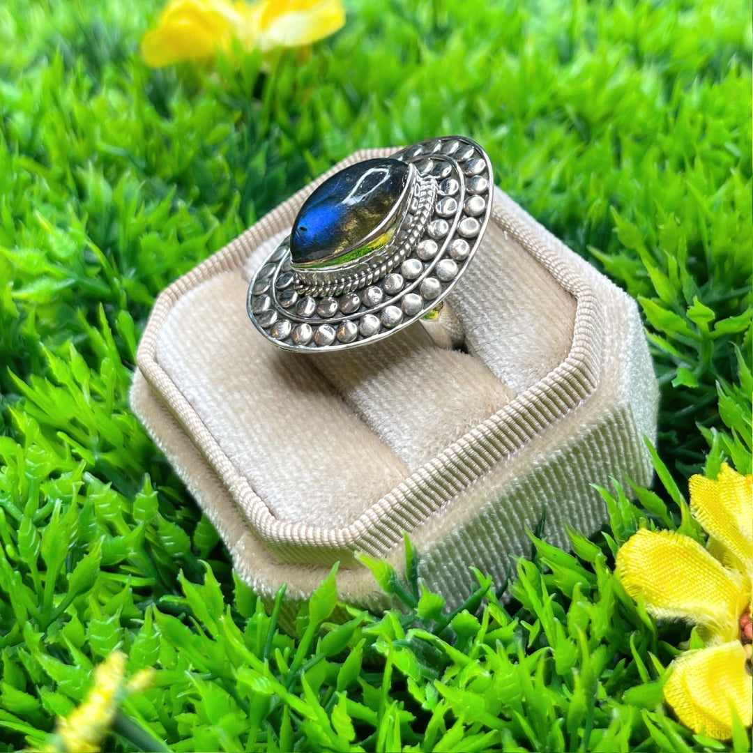 Bague Argent Labradorite Bluefire #84