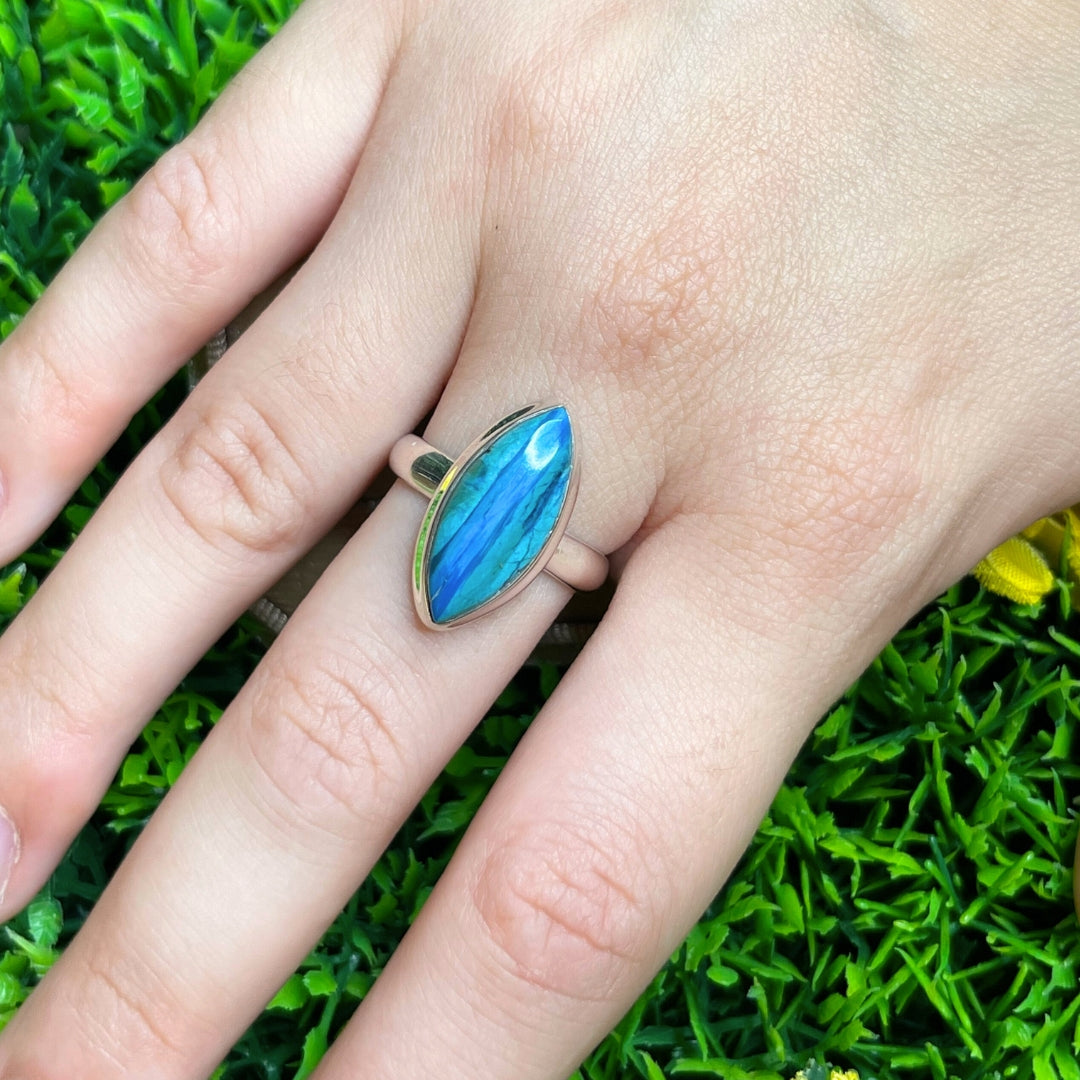 Bague Opale Bleue du Pérou #40