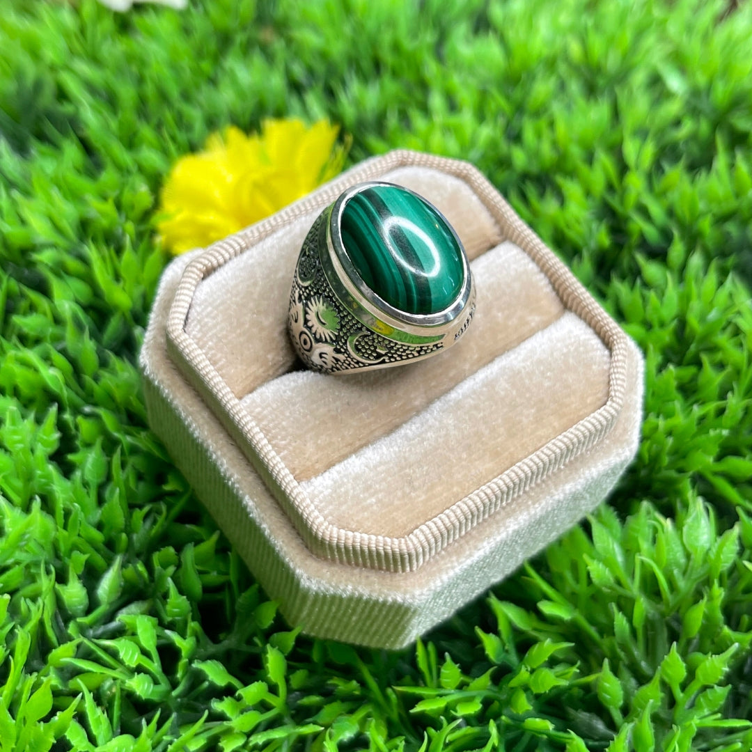 Chevalière Argent Malachite Astral #1