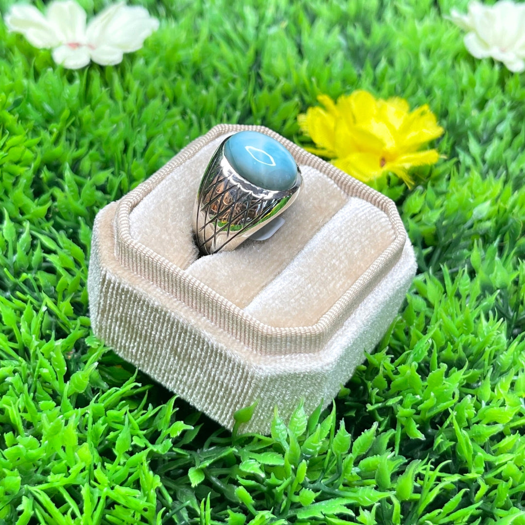 Chevalière Argent Larimar Arlequin #4