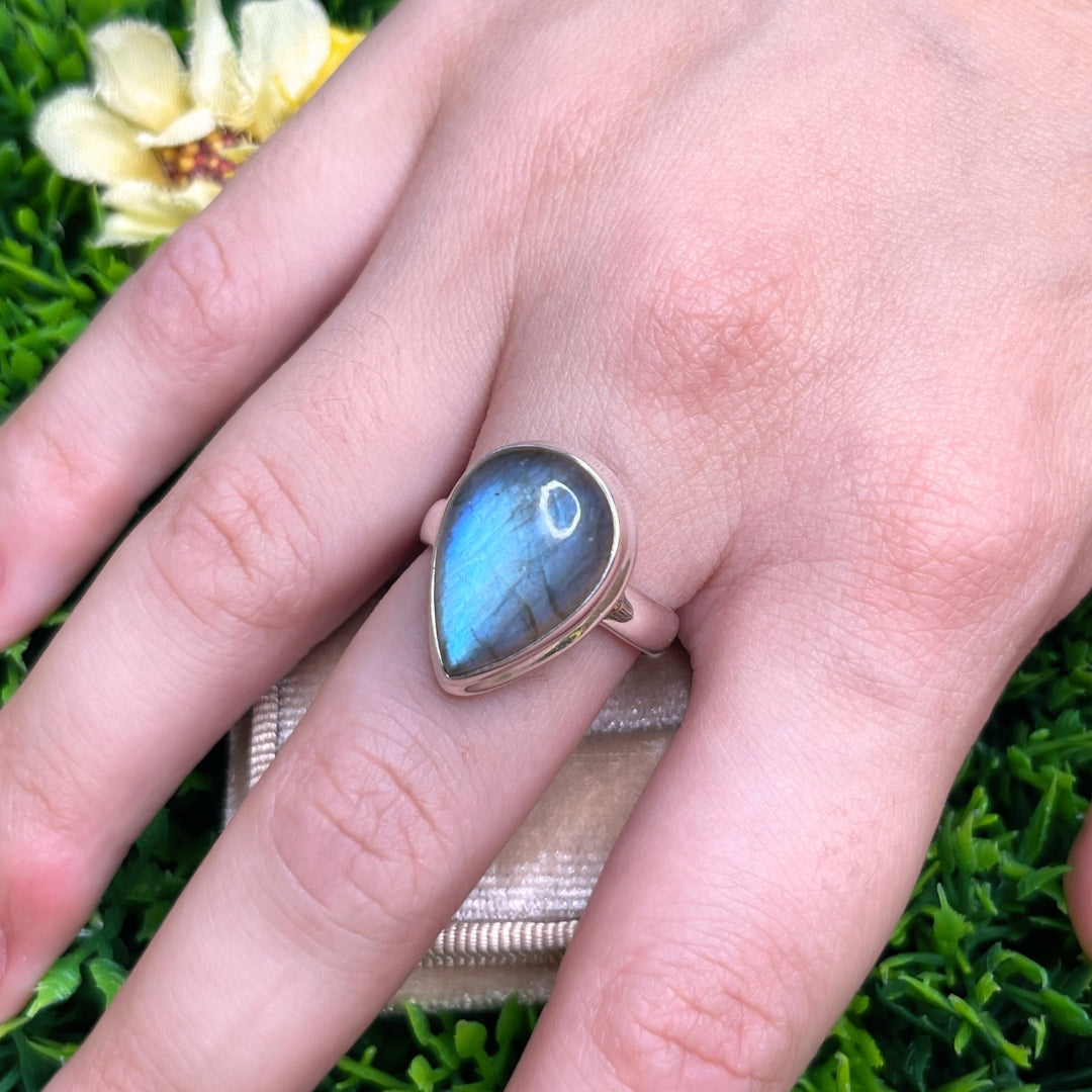 Bague Argent Labradorite Bluefire #68