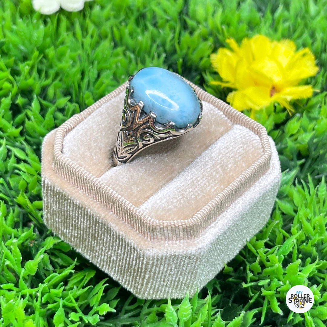 Chevalière Argent Larimar Paon #2