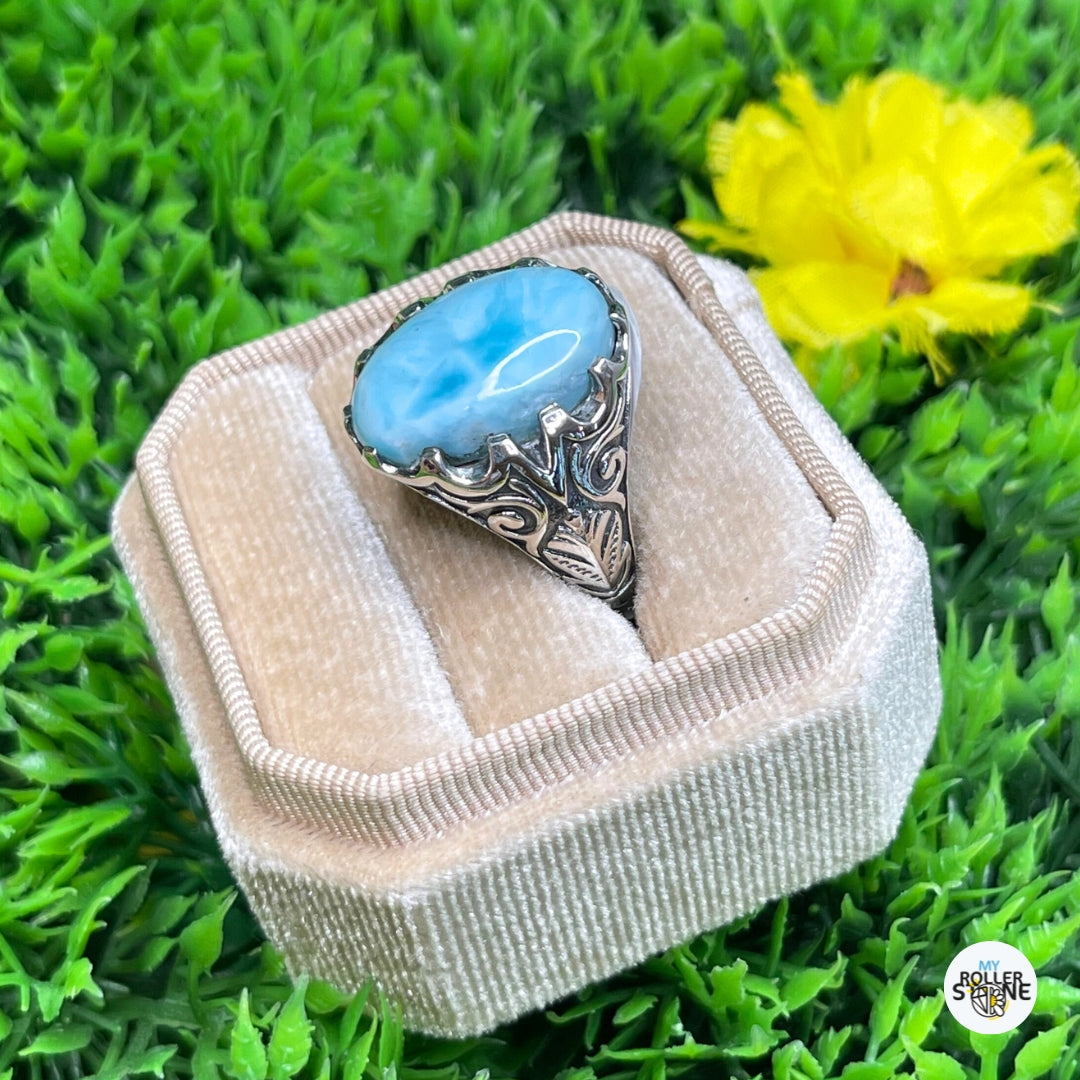 Chevalière Argent Larimar Paon #5