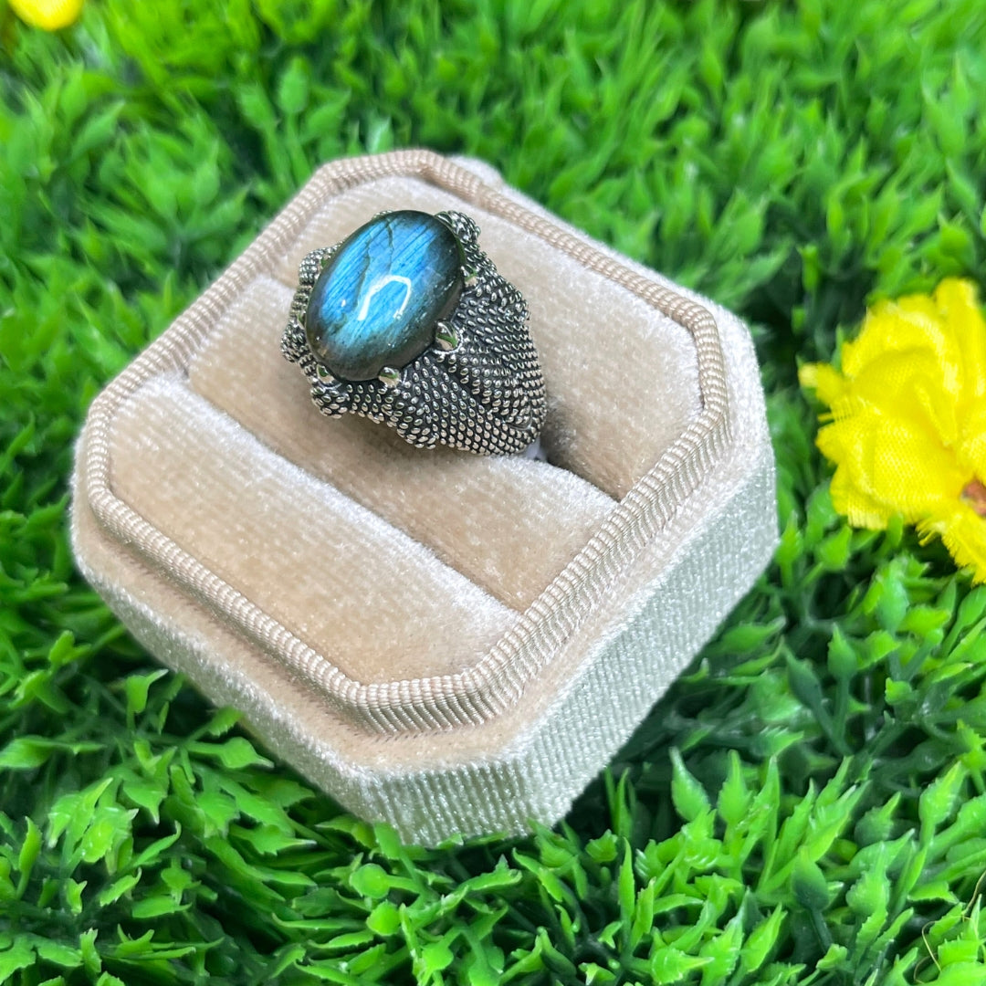 Chevalière Argent Labradorite Griffe #5