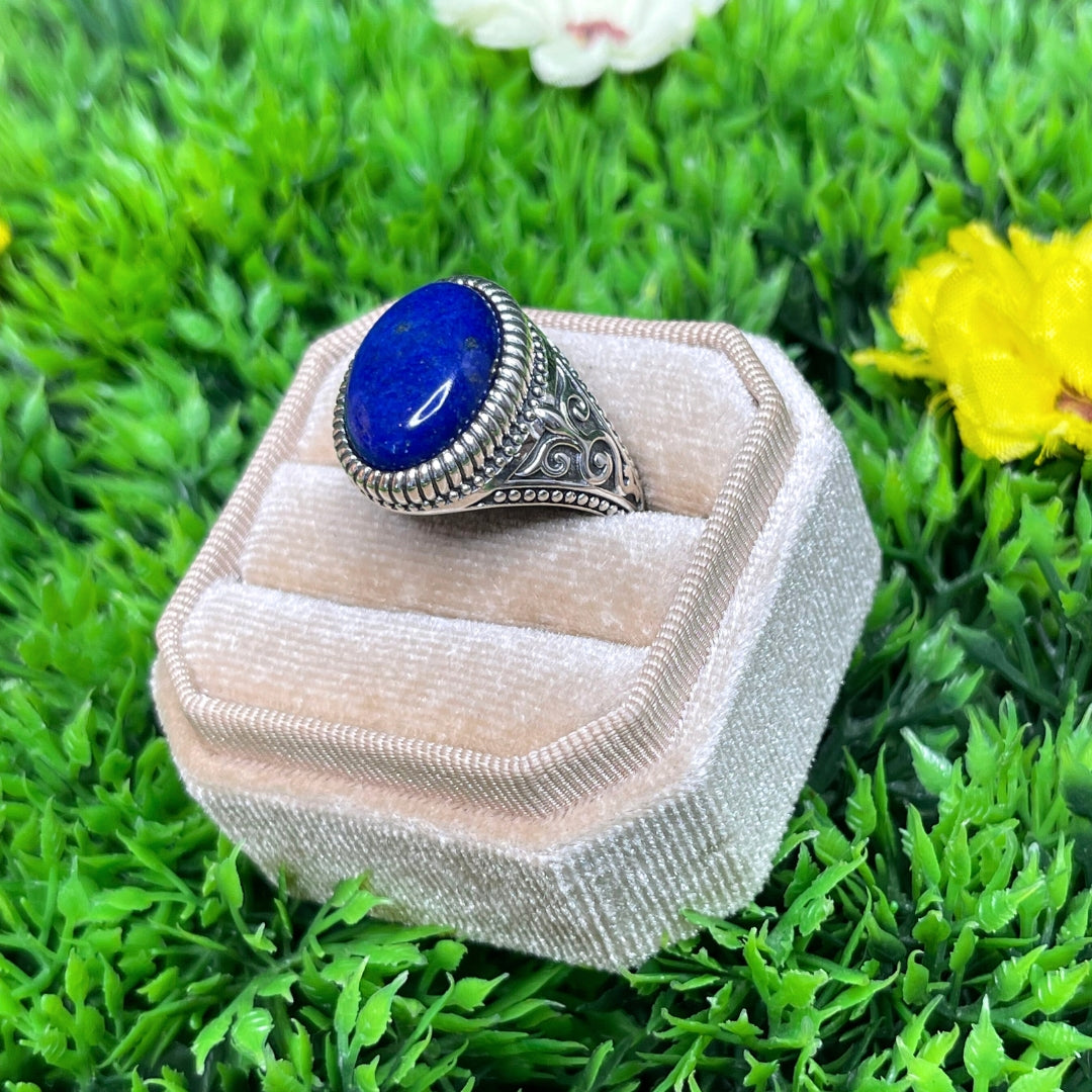 Chevalière Argent Lapis Lazuli Celte #2