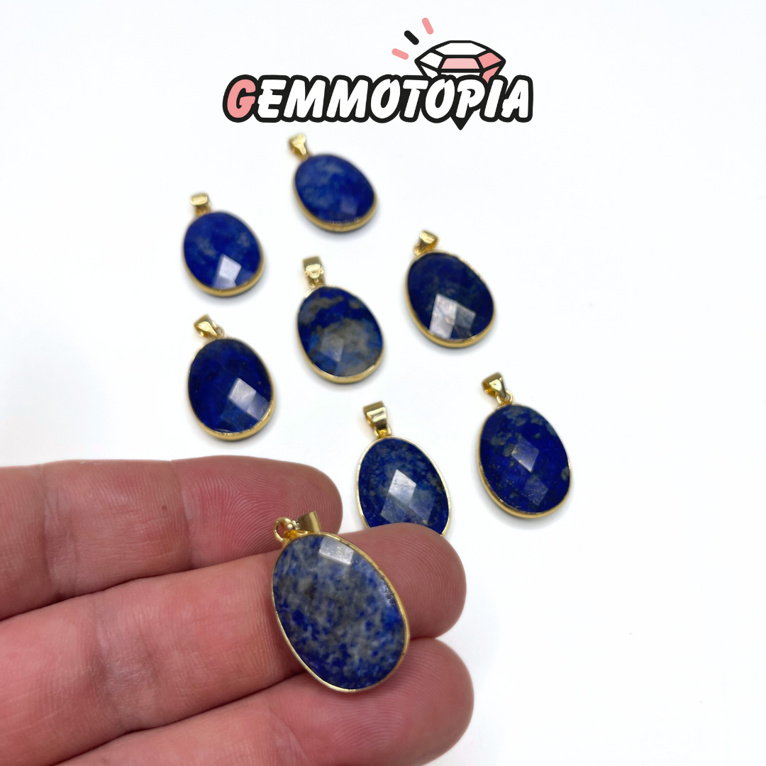 Pendentif Serti Oval Doré Lapis Lazuli