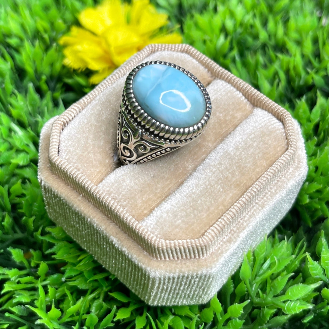 Chevalière Argent Larimar Celte #4