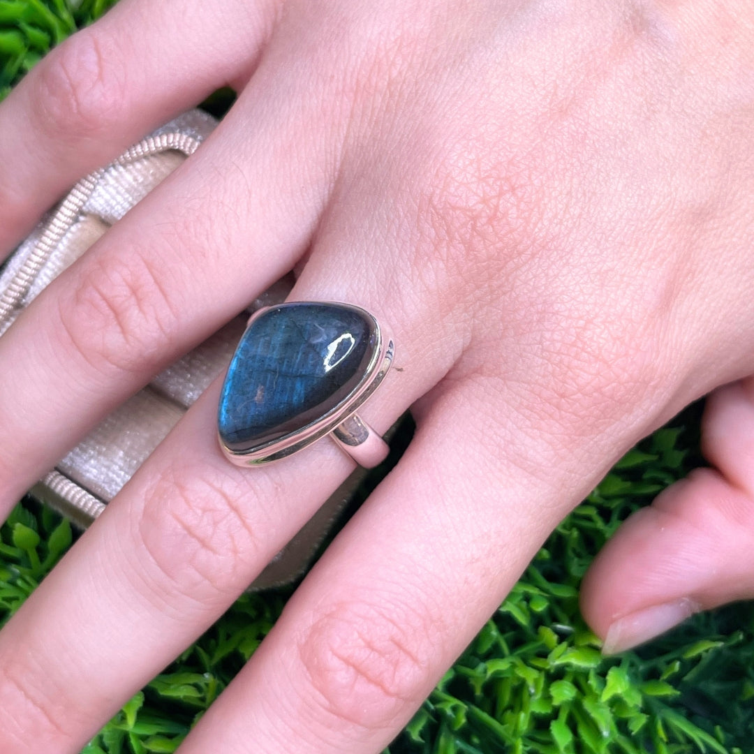 Bague Argent Labradorite Bluefire #76