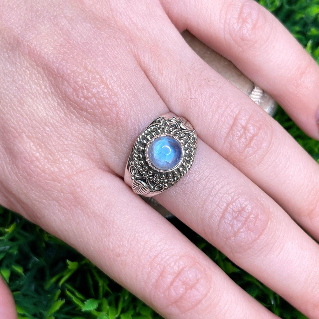 Bague Pierre de Lune Blue Fire #104