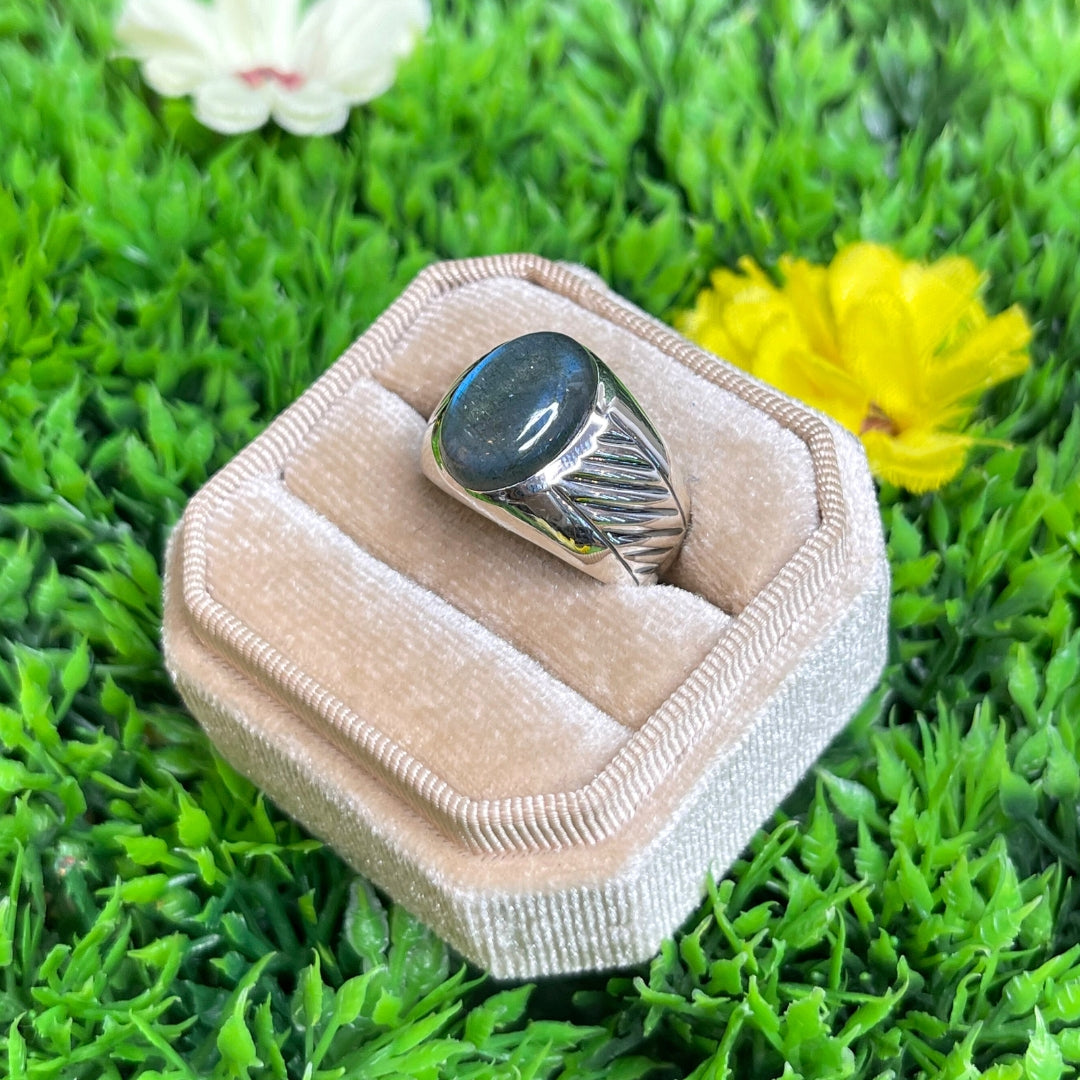 Chevalière Argent Labradorite Rayé #6