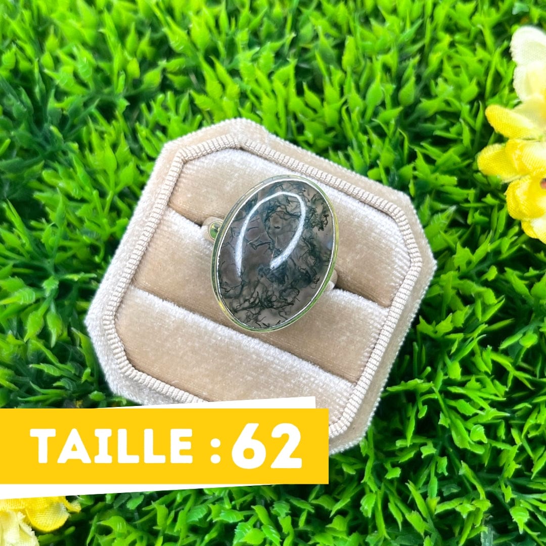 Bague Argent Agate Mousse #17