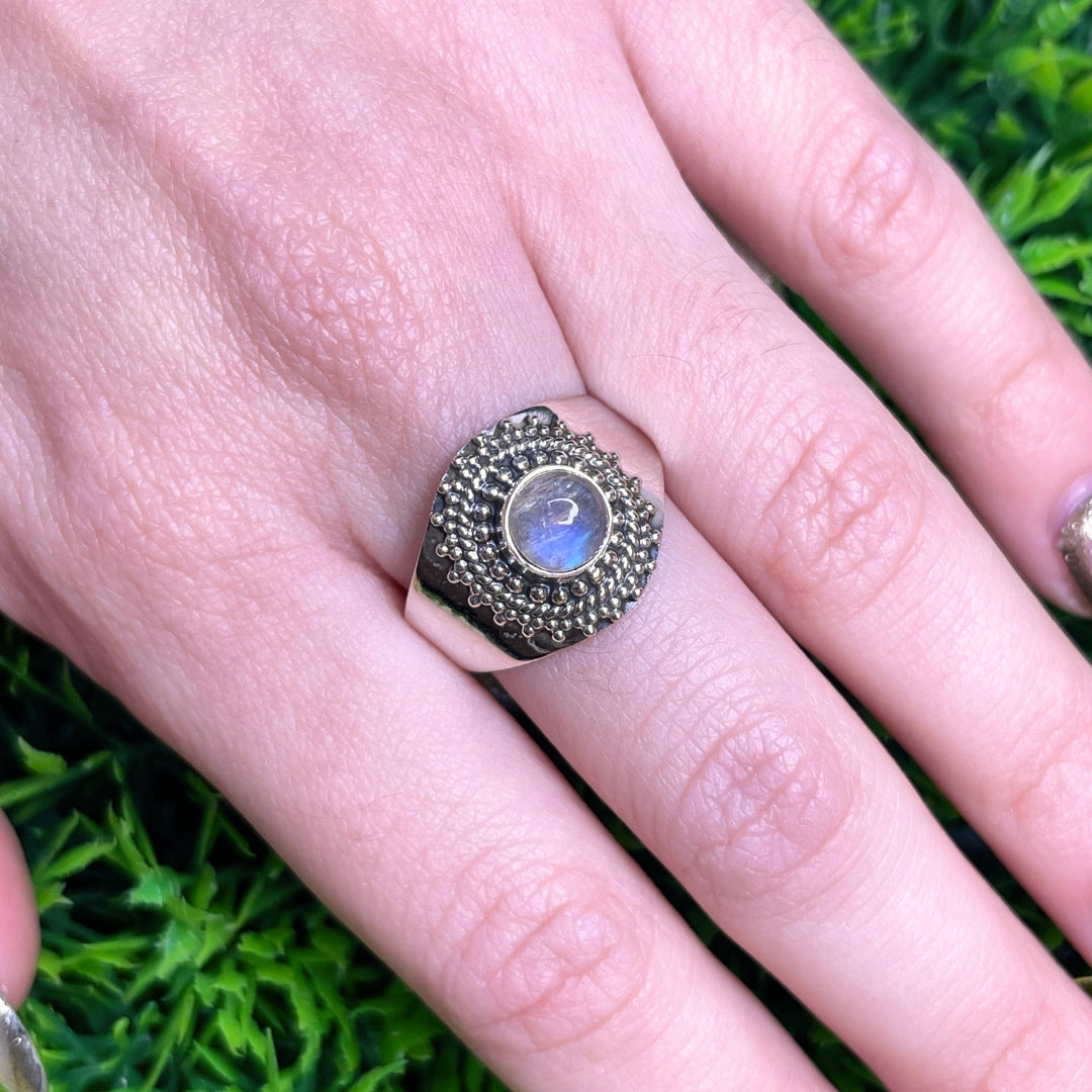 Bague Pierre de Lune Blue Fire #132