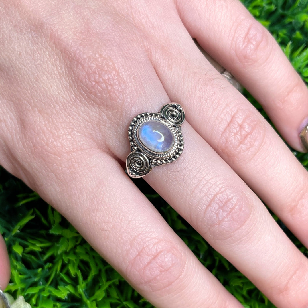 Bague Pierre de Lune Blue Fire #129