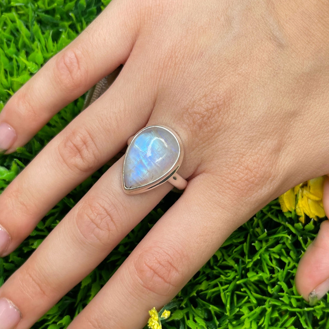 Bague Pierre de Lune Blue Fire #80