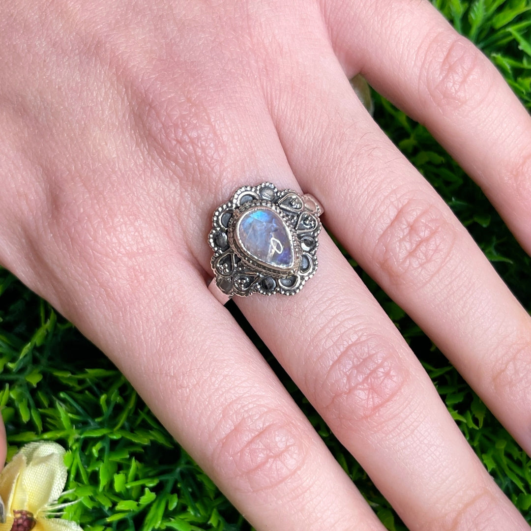 Bague Pierre de Lune Blue Fire #142