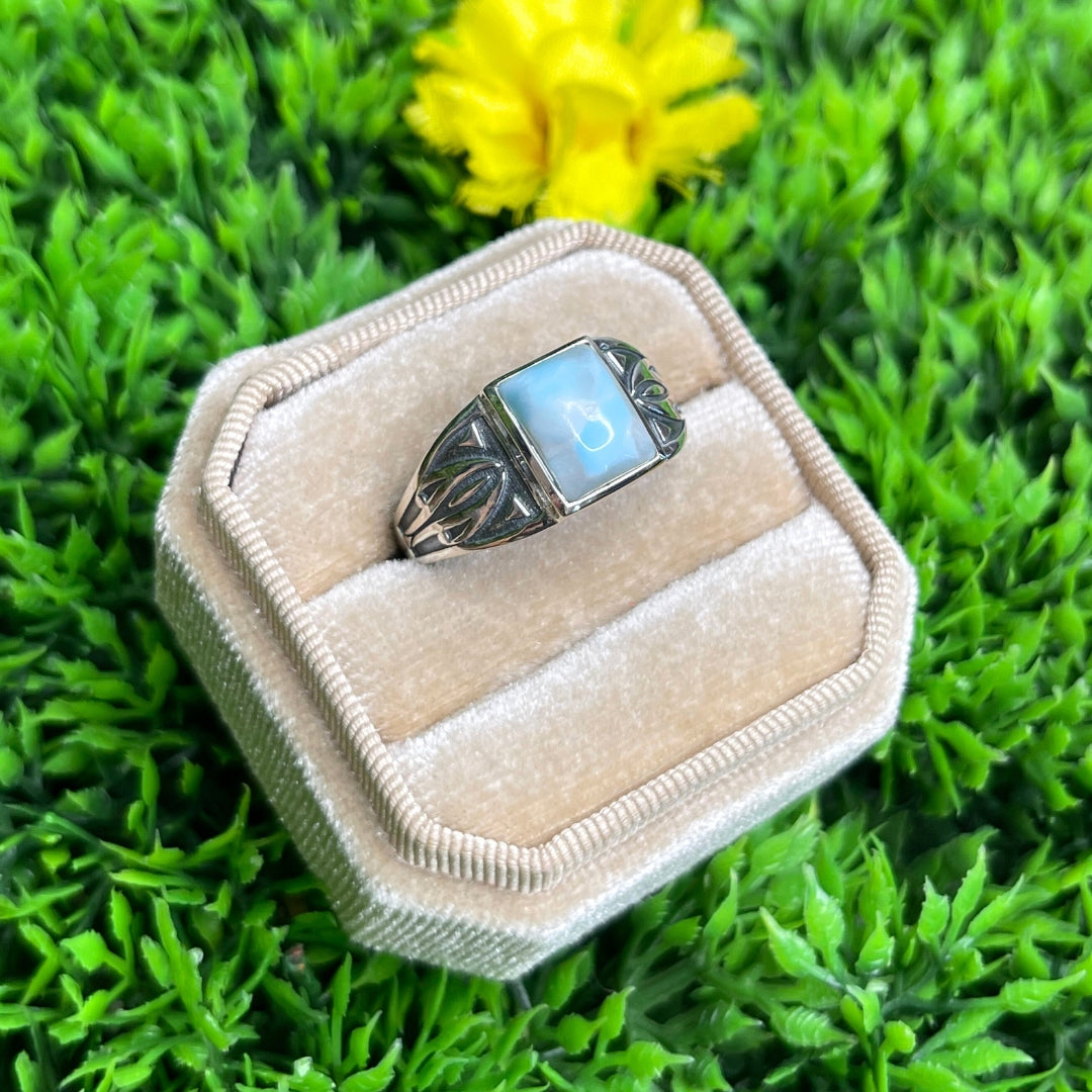 Chevalière Argent Larimar Flèche #7