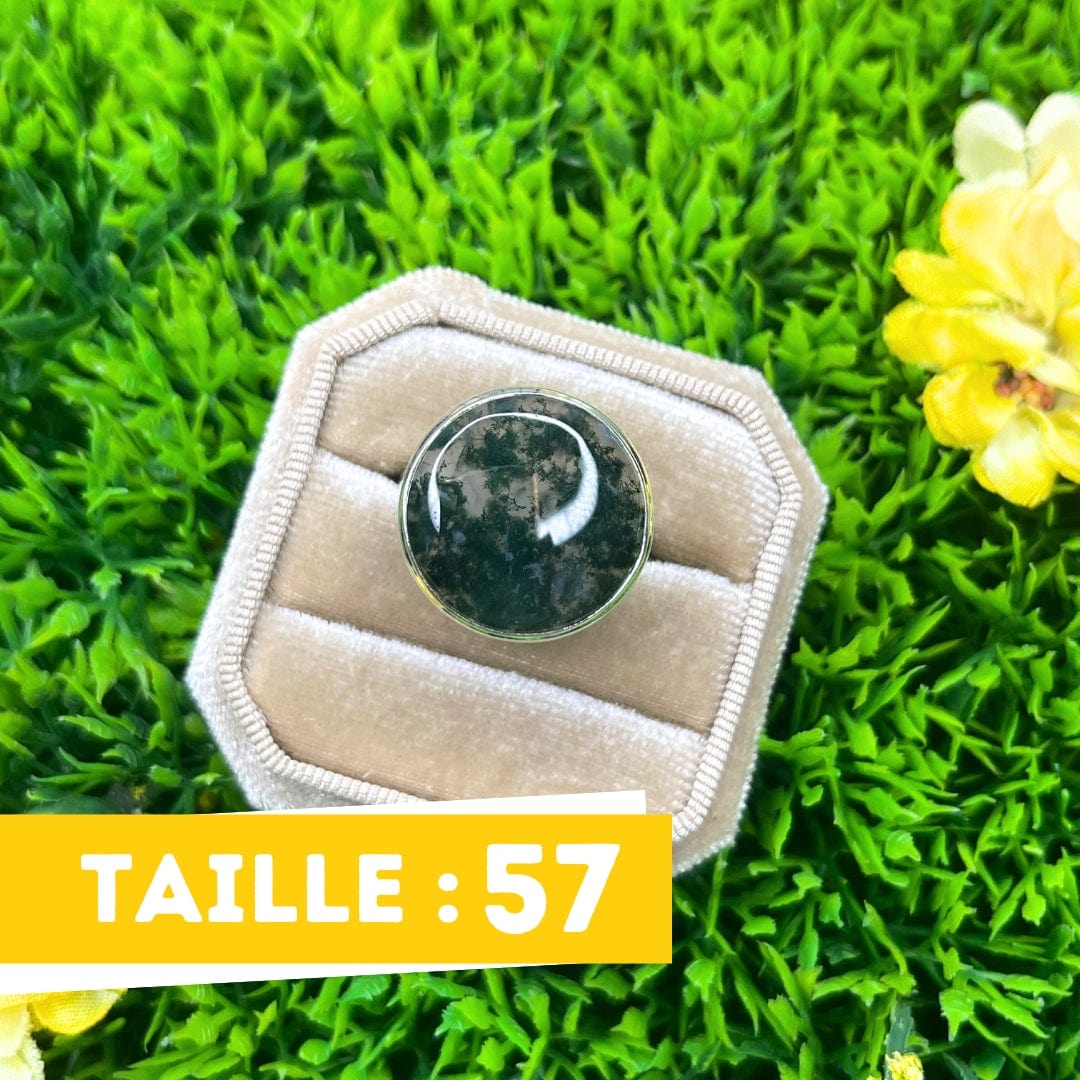 Bague Argent Agate Mousse #35