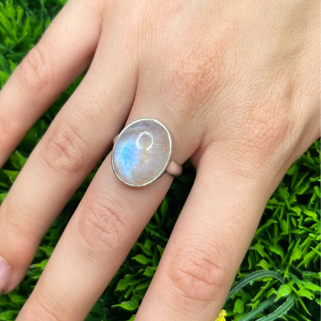 Bague Pierre de Lune Blue Fire #47