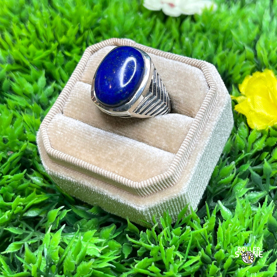 Chevalière Argent Lapis Lazuli Bataille #3