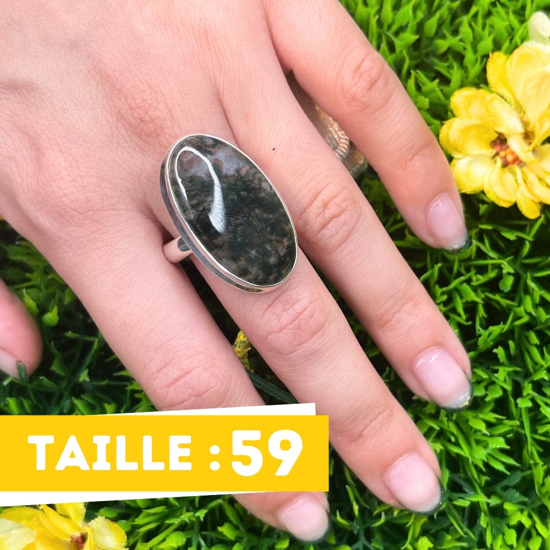 Bague Argent Agate Mousse #21