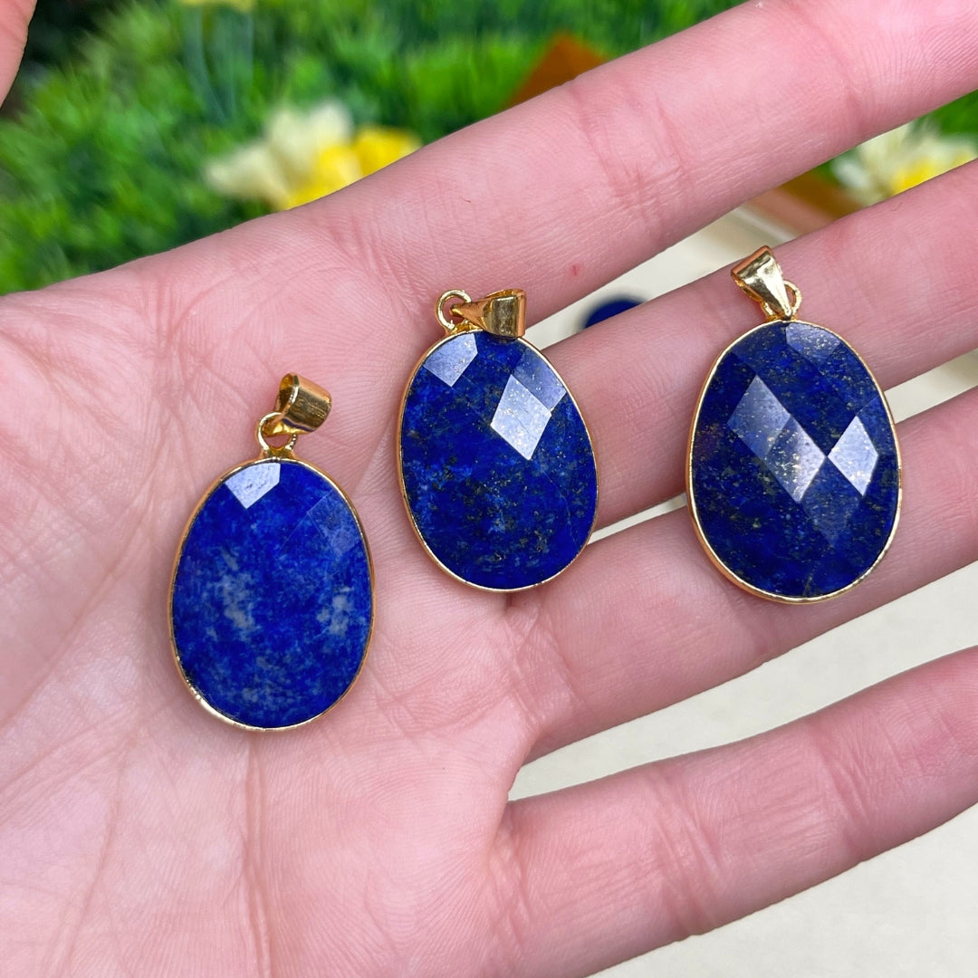 Pendentif Oval Doré Lapis Lazuli