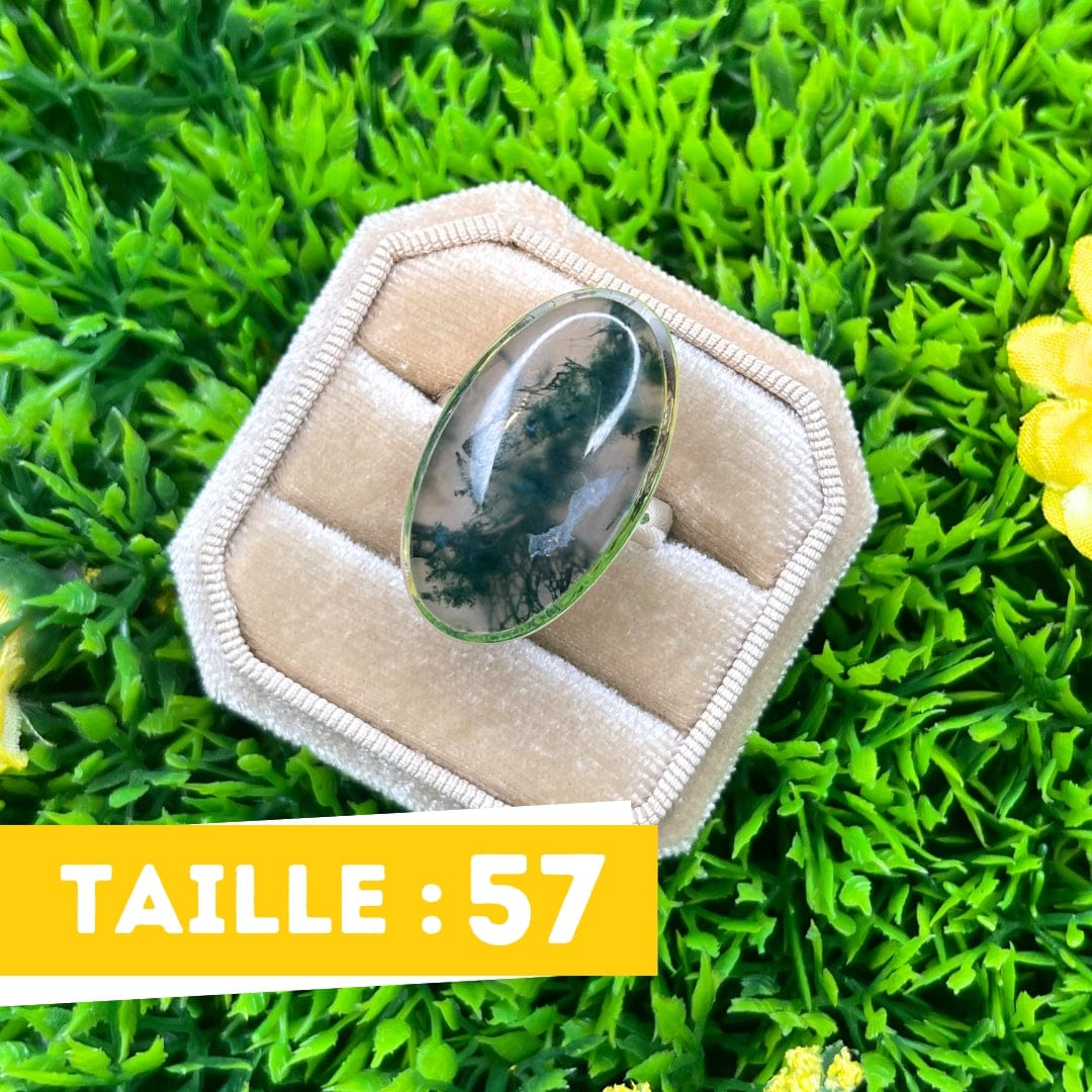 Bague Argent Agate Mousse #13