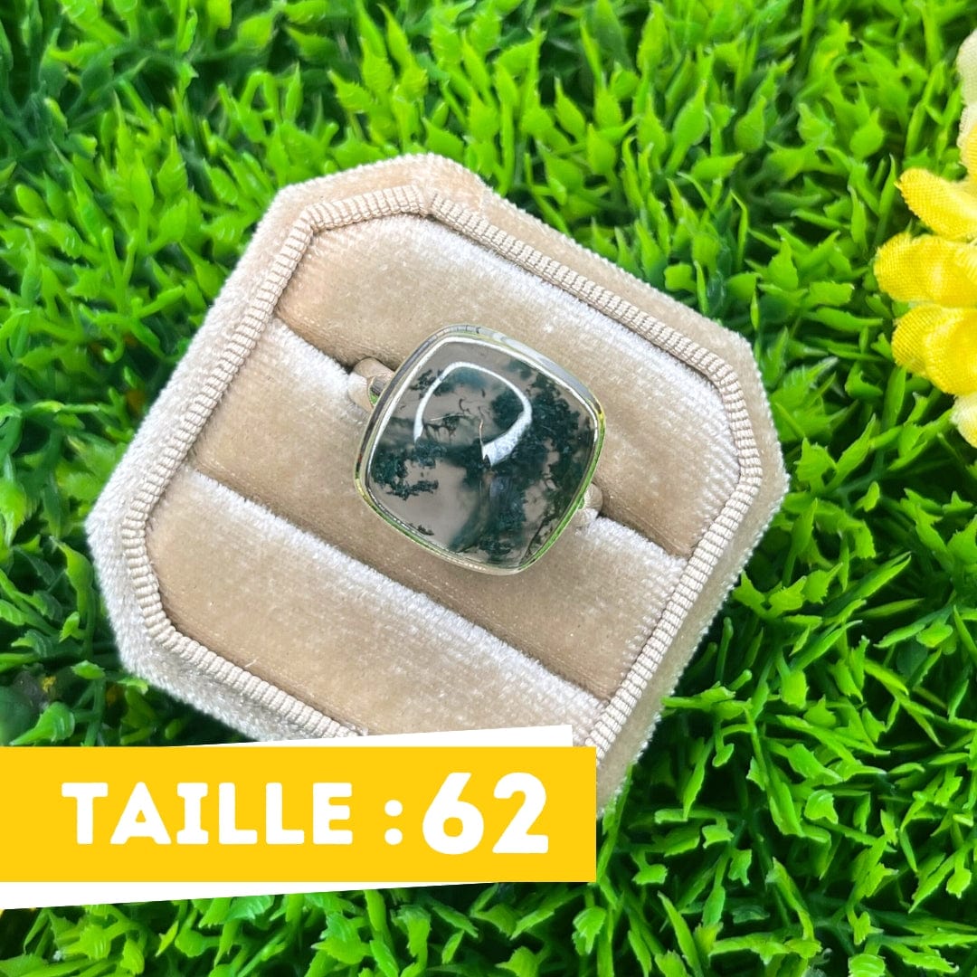 Bague Argent Agate Mousse #27