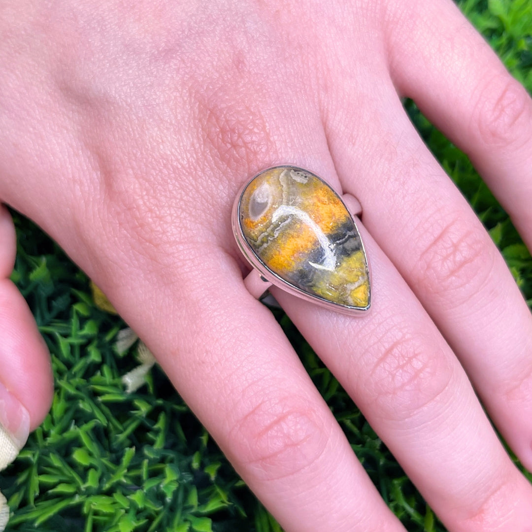 Bague Argent Jaspe Bumblebee #4