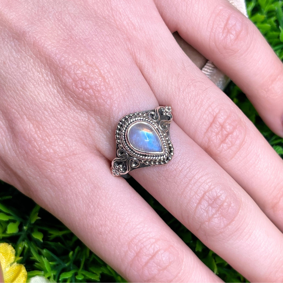 Bague Pierre de Lune Blue Fire #107