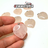 Pendentif Grand Coeur Quartz rose