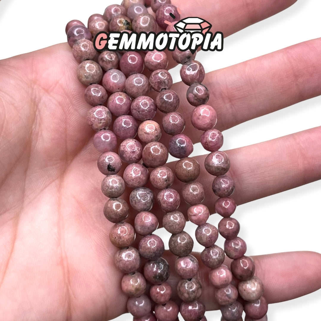 Perle Rhodonite Australienne Haute Qualité 6 MM