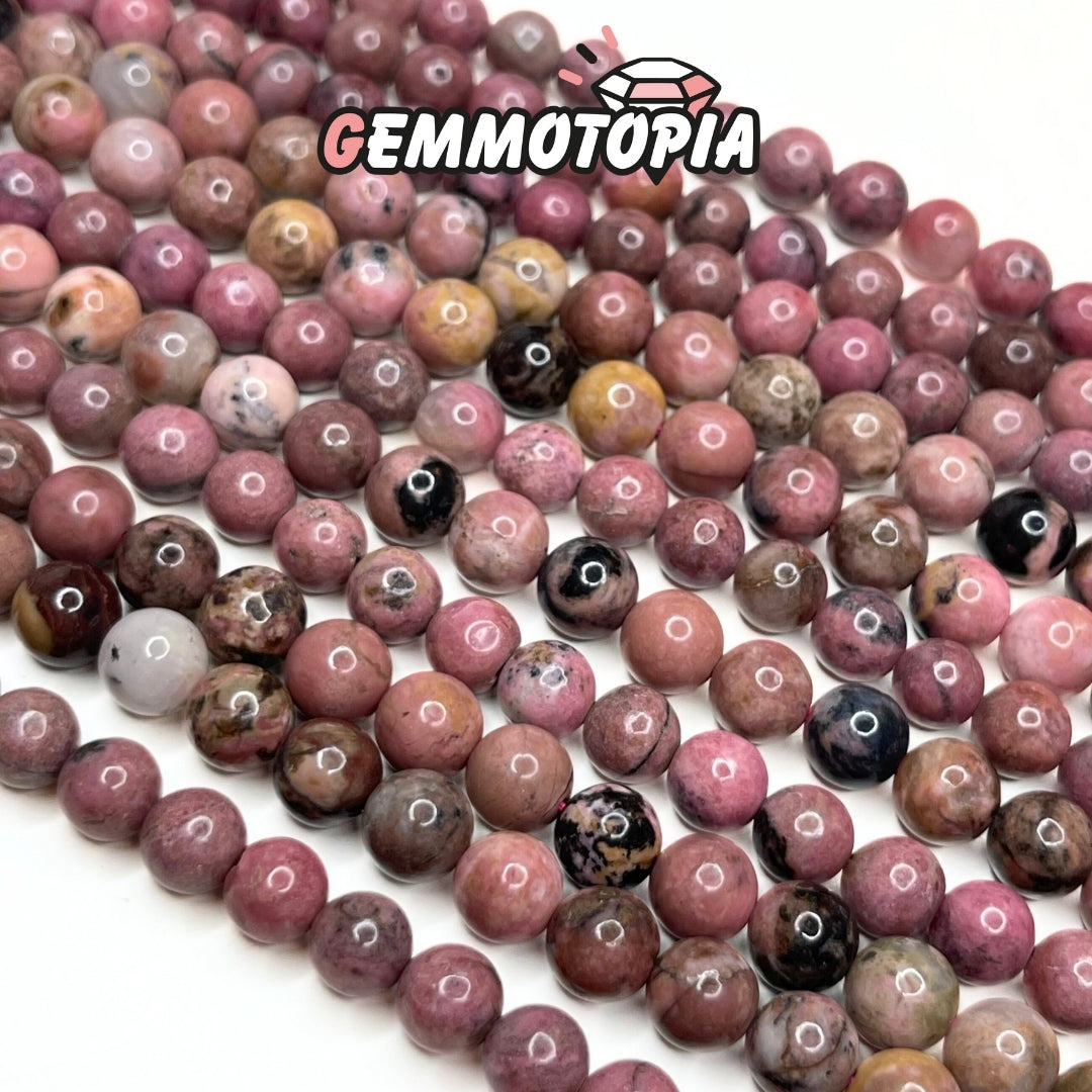 Perle Rhodonite Australienne Haute Qualité 8 MM