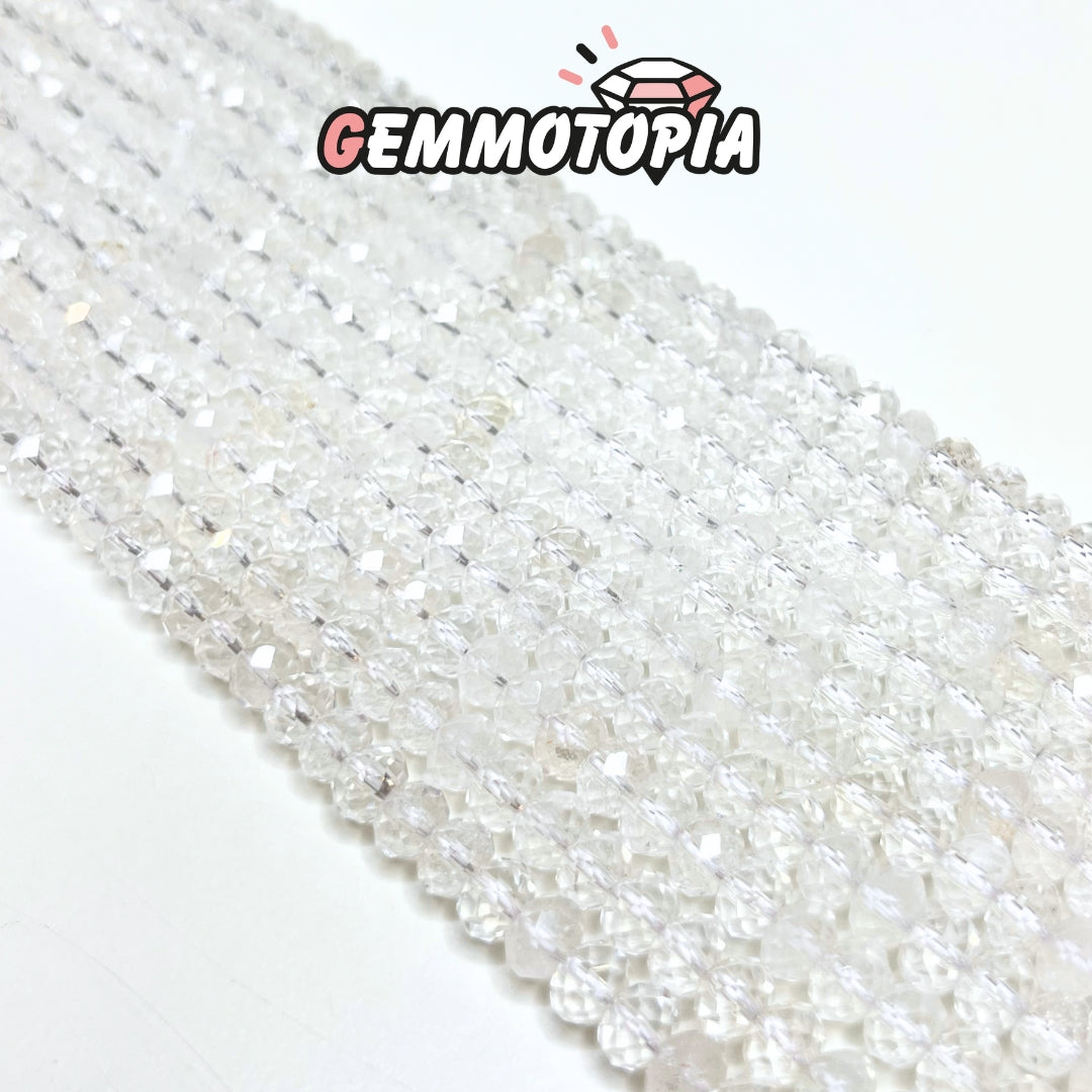 Perle Rondelle Facettée Cristal de Roche