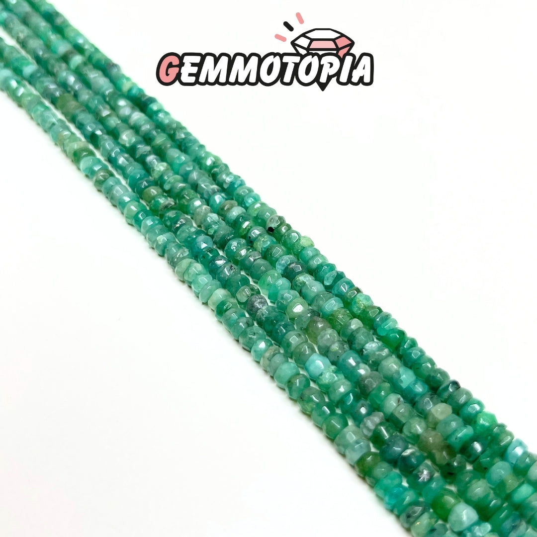 Perle Rondelle Facettée Émeraude 3A