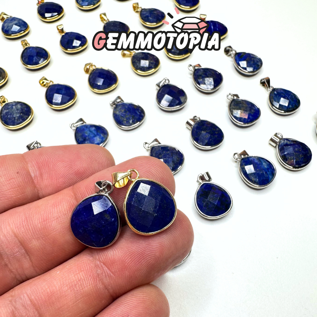 Pendentif Serti Lapis Lazuli Goutte Facettée