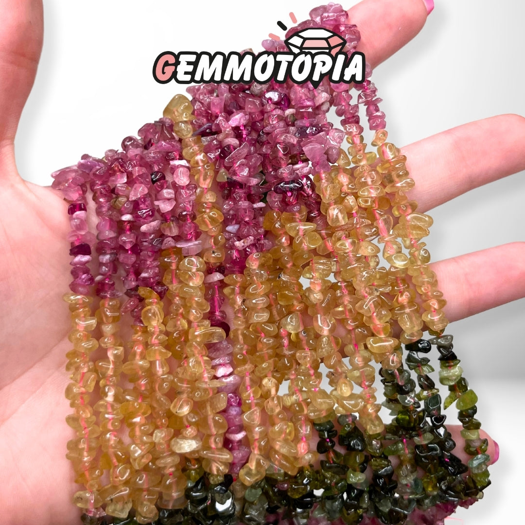 Perle Chips Tourmaline multicolore Dégradée de couleur