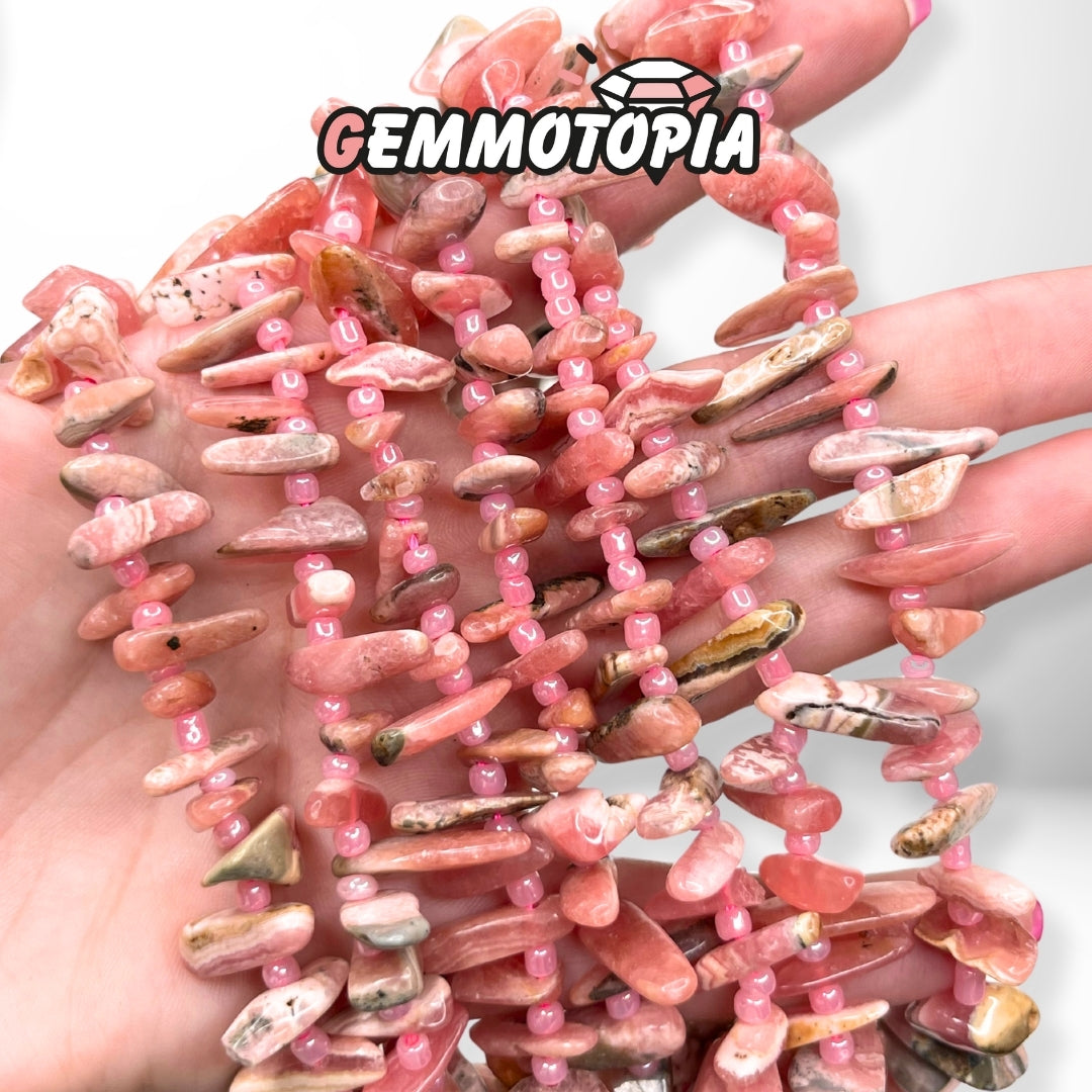 Perle chips longue Rhodochrosite