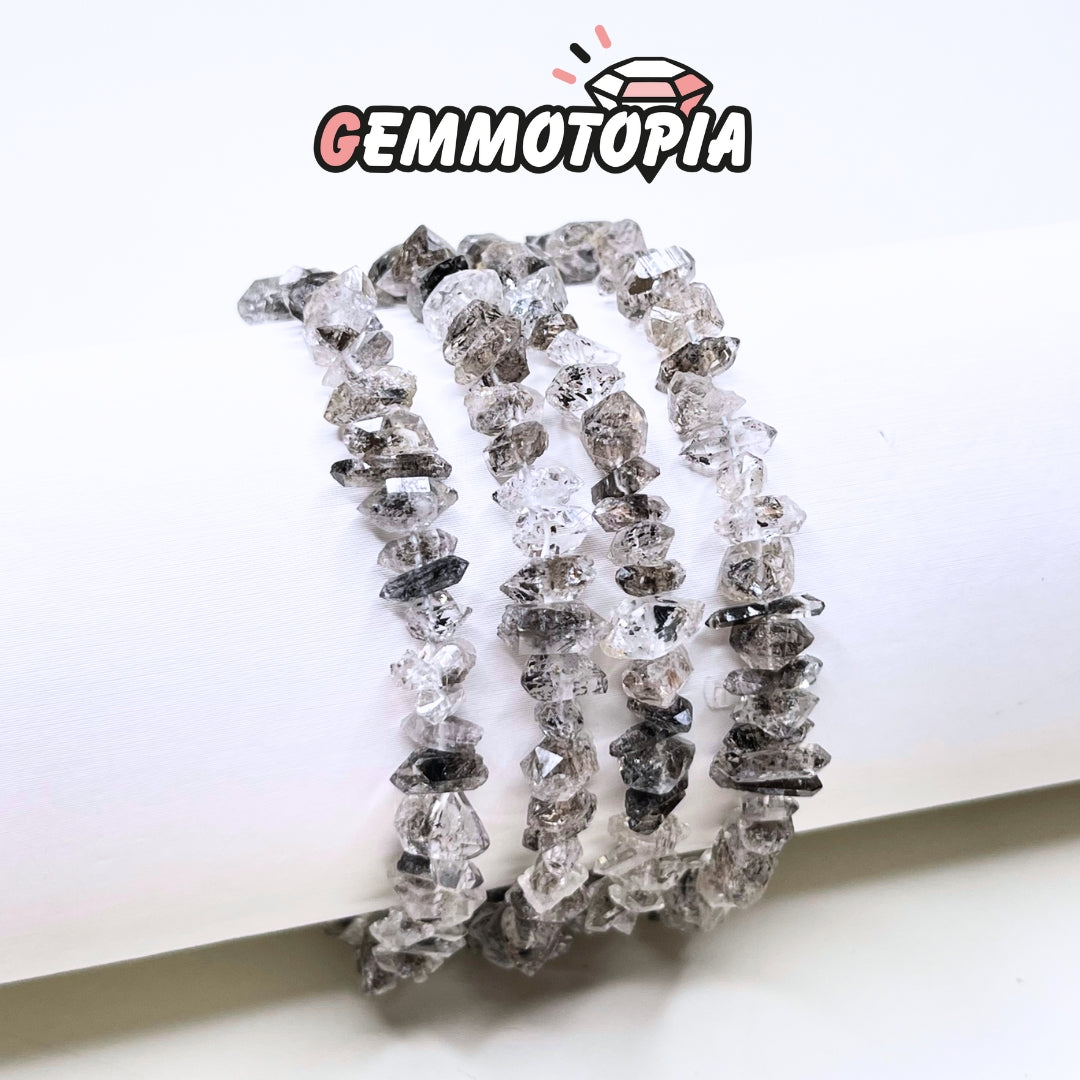 Bracelet Diamant Herkimer Brute Fermoir Argent