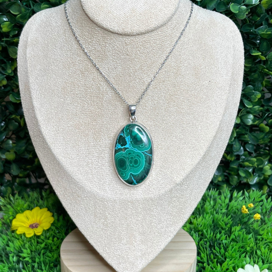 Pendentif Argent Malachite Chrysocolle #3