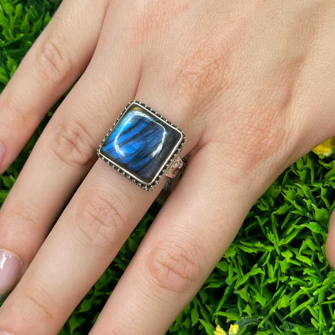 Bague Argent Labradorite Bluefire #85