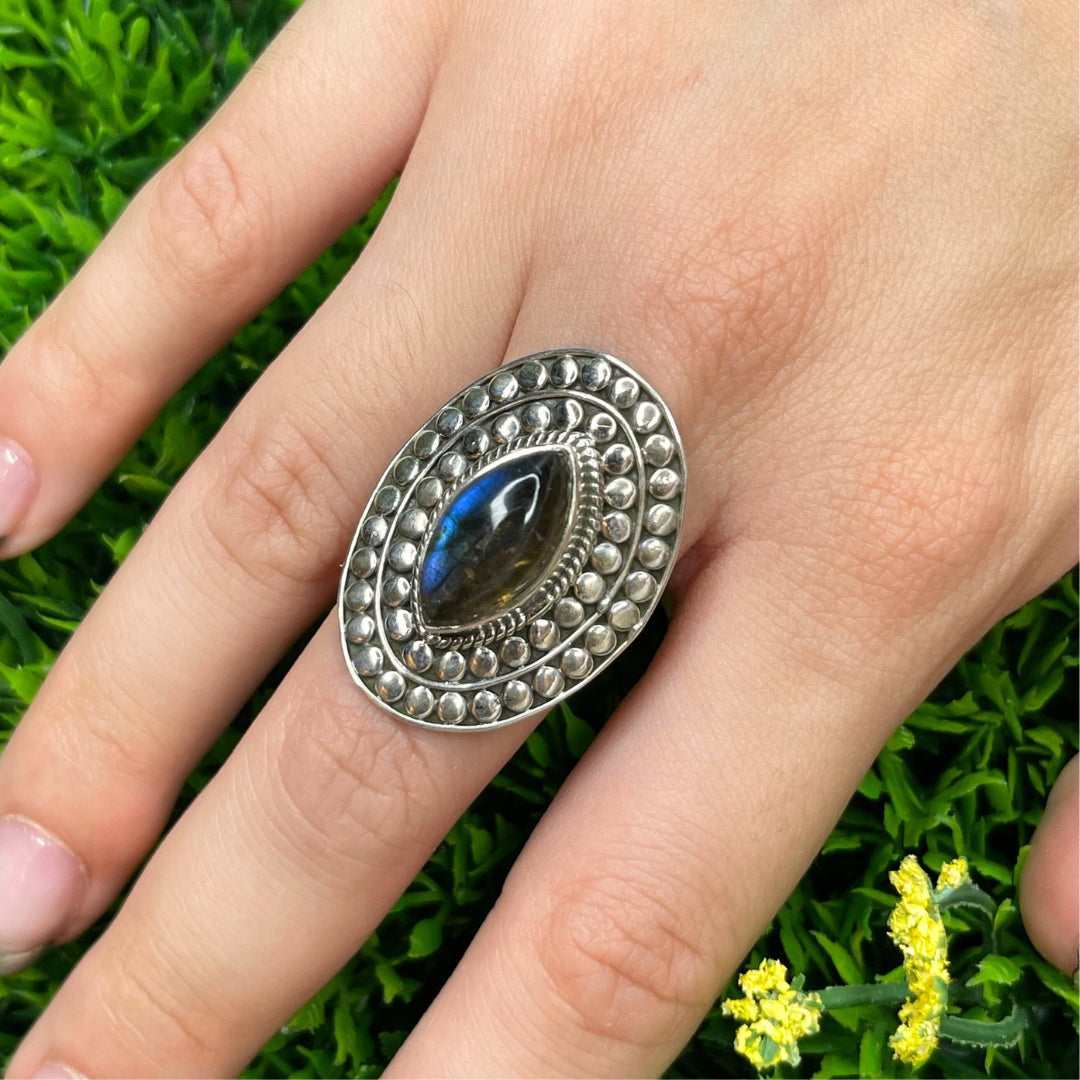 Bague Argent Labradorite Bluefire #84