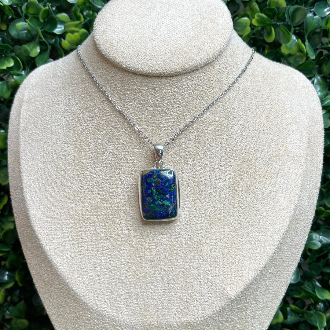 Pendentif Argent Malachite Azurite #5