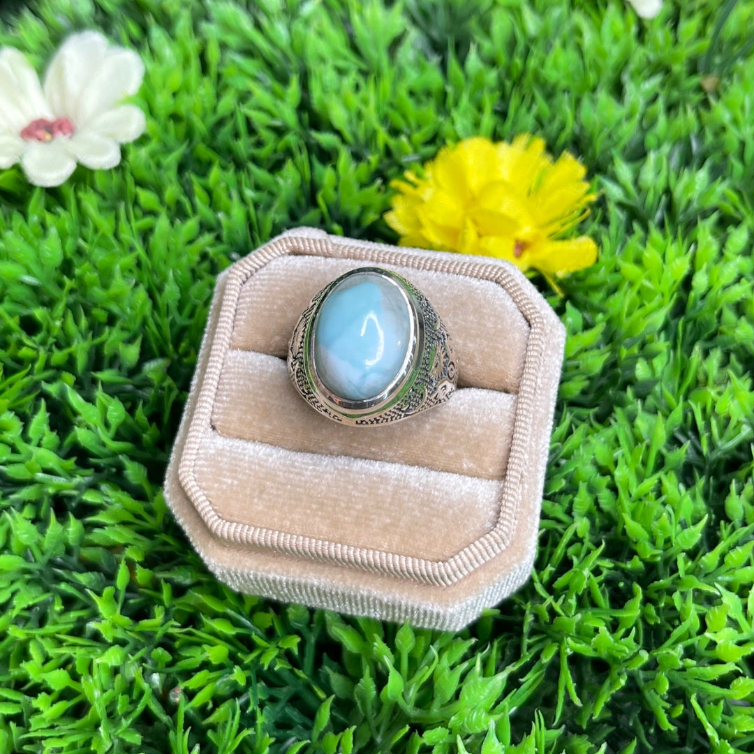 Chevalière Argent Larimar Astral #1