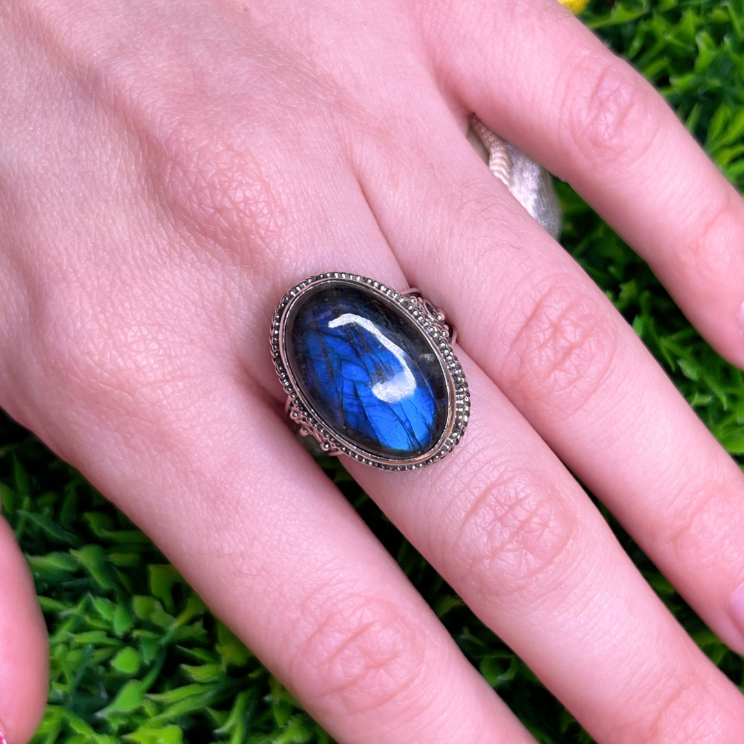 Bague Argent 925 Labradorite Bluefire #107